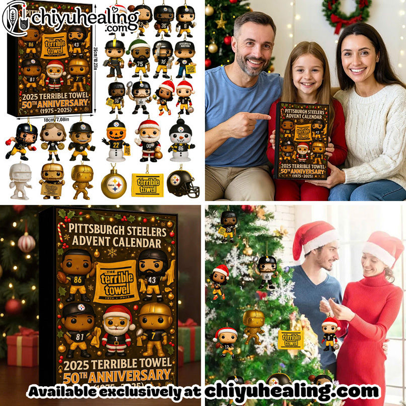 Pittsburgh Steelers 50th Anniversary Advent Calendar, Christmas Gift, Christmas Idea, Christmas Countdown Advent Calendar Gift Box with 24 Acrylic Ornaments