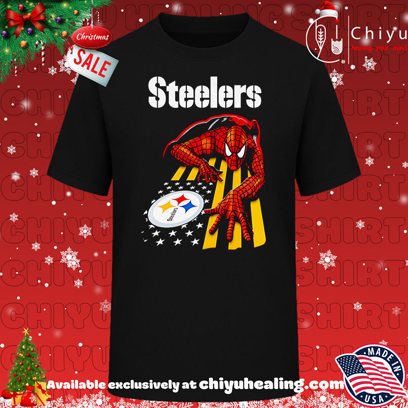 Pittsburgh Steelers & Spiderman America Flag Shirt, Hoodie, Sweatshirt, Poster Canvas, Mug, Ornaments
