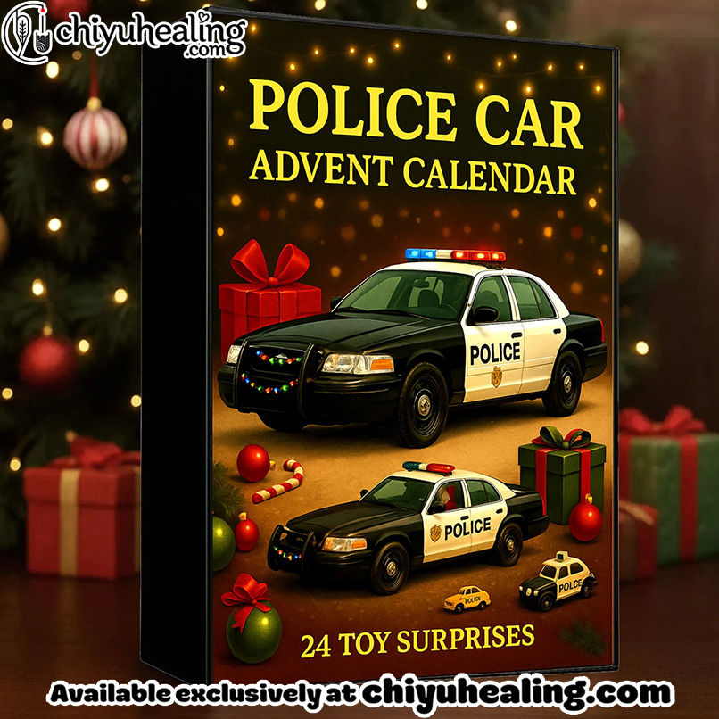 Police Car Advent Calendar 2025, Christmas Countdown Advent Calendar Gift Box with 24 Acrylic Ornaments