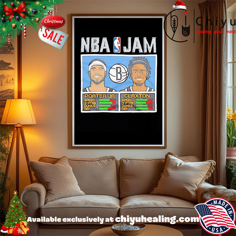 Porter Jr. And Claxton NBA Jam Nets shirt, Hoodie, Sweatshirt, Poster Canvas, Mug, Ornaments