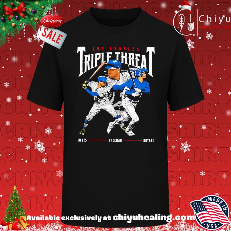 Premium Triple Threat Ohtani Betts Freeman Los Angeles Dodgers shirt, Hoodie, Sweatshirt, Poster Canvas, Mug, Ornaments