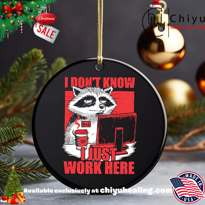 Raccoon I Don't Know Just Work Here shirt, Hoodie, Sweatshirt, Poster Canvas, Mug, Ornaments