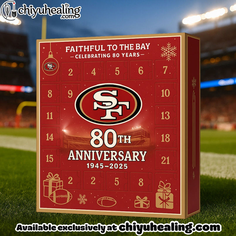 San Francisco 49ers Advent Calendar 2025 - 80th Anniversary Edition, Christmas Countdown Advent Calendar Gift Box with 24 Acrylic Ornaments