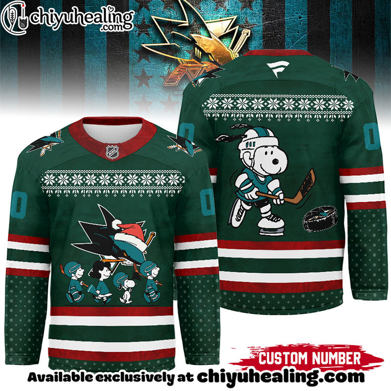 San Jose Sharks - Premium NHL Peanuts Snoopy Hockey Jersey