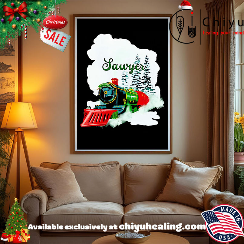 Sawyer Watercolor Christmas train shirt Sawyer Watercolor Christmas train shirt