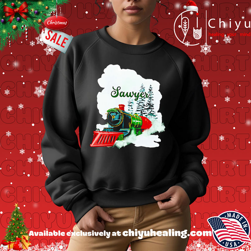 Sawyer Watercolor Christmas train shirt Sawyer Watercolor Christmas train shirt