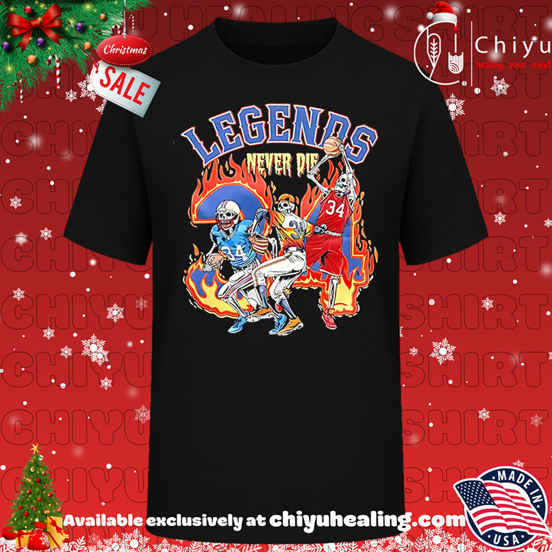 Skeleton Football player number 34 Legends Never Die shirt, Hoodie, Sweatshirt, Poster Canvas, Mug, Ornaments