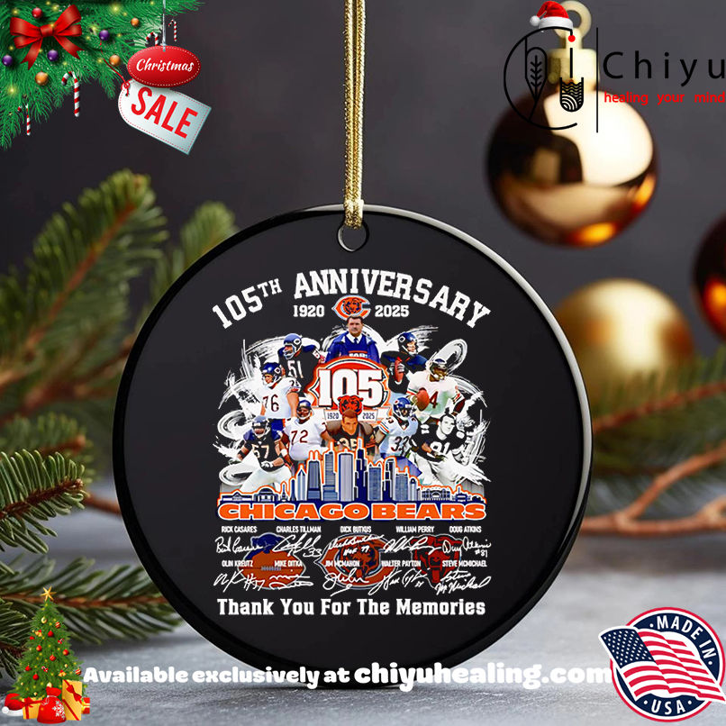 Skyline 105th anniversary 1920 2025 Chicago Bears thank you for the memories shirt, Hoodie, Sweatshirt, Poster Canvas, Mug, Ornaments