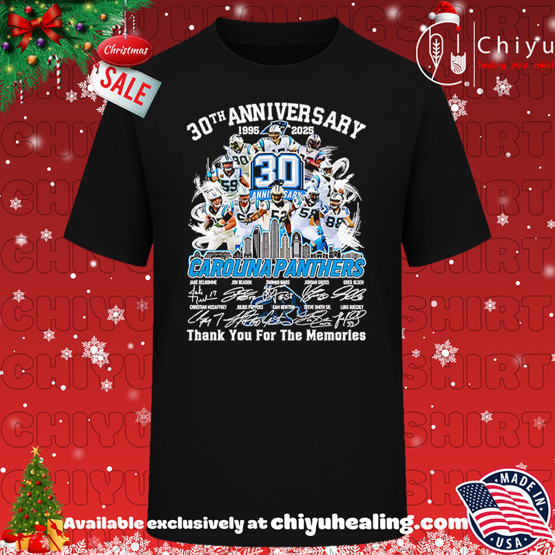 Skyline 30th Anniversary 1995 2025 Carolina Panthers Thank You For The Memories Shirt, Hoodie, Sweatshirt, Poster Canvas, Mug, Ornaments