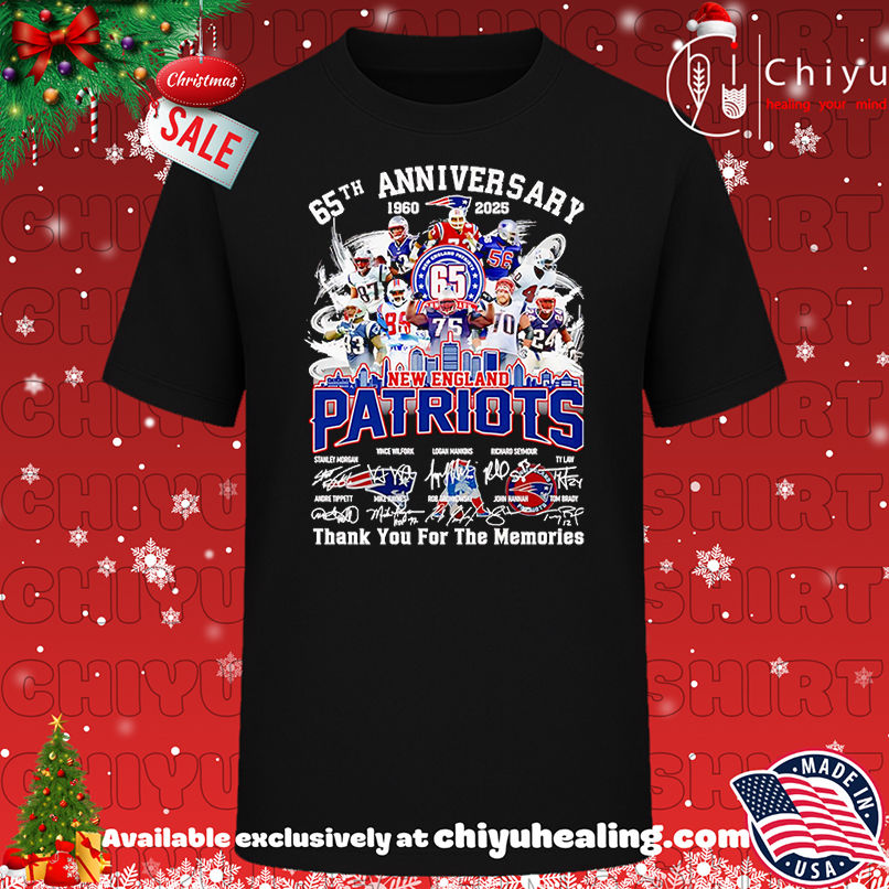 Skyline 65th anniversary 1960 2025 New England Patriots thank you for the memories shirt, Hoodie, Sweatshirt, Poster Canvas, Mug, Ornaments