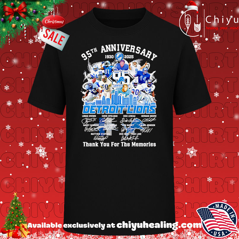 Skyline 95th anniversary 1960 2025 Detroit Lions thank you for the memories shirt, Hoodie, Sweatshirt, Poster Canvas, Mug, Ornaments