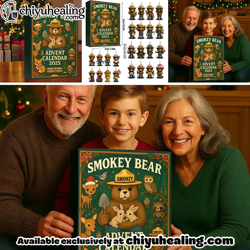Smokey Bear Advent Calendar 2025, Christmas Countdown Advent Calendar Gift Box with 24 Acrylic Ornaments