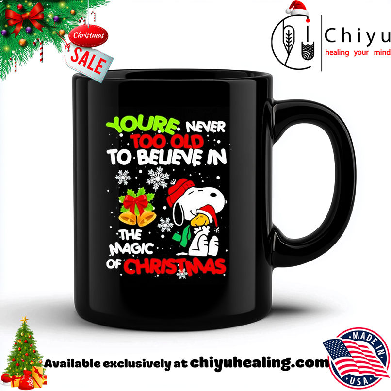 Snoopy And Woodstock You're Never Too Old To Believe In The Magic Of Christmas shirt, Hoodie, Sweatshirt, Poster Canvas, Mug, Ornaments