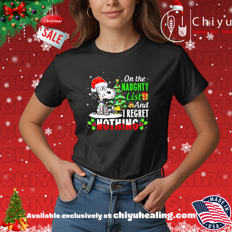 Snoopy On The Naughty List And I Regret Nothing Christmas shirt, Hoodie, Sweatshirt, Poster Canvas, Mug, Ornaments