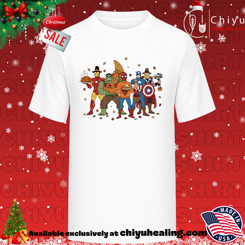 Superhero characters Thanksgiving 2025 shirt, Hoodie, Sweatshirt, Poster Canvas, Mug, Ornaments