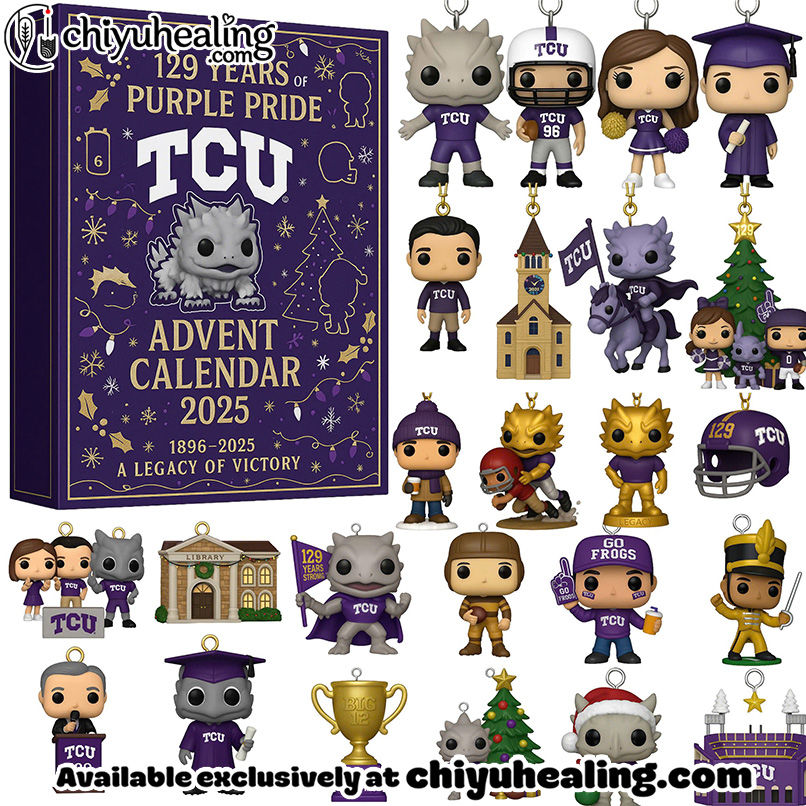 TCU Horned Frogs Advent Calendar 2025, Christmas Countdown Advent Calendar Gift Box with 24 Acrylic Ornaments