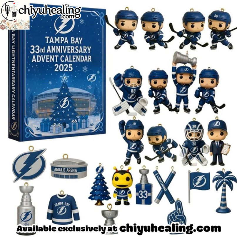 Tampa Bay Lightning Advent Calendar, Christmas Countdown Advent Calendar Gift Box with 24 Acrylic Ornaments