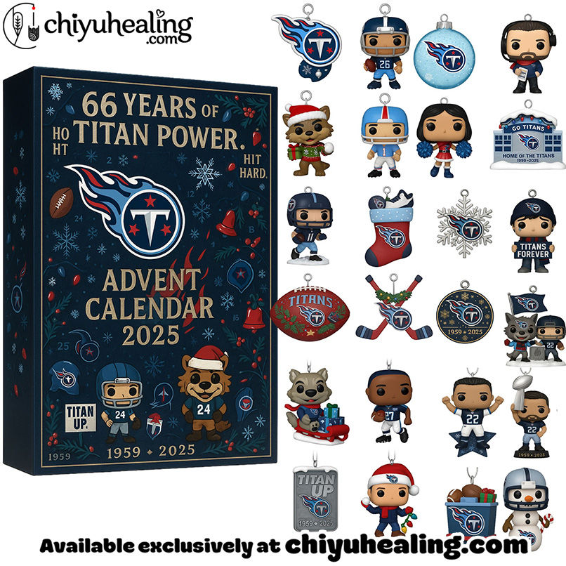 Tennessee Titans 66th Anniversary Advent Calendar, Christmas Countdown Advent Calendar Gift Box with 24 Acrylic Ornaments Tennessee Titans 66th Anniversary Advent Calendar, Christmas Countdown Advent Calendar Gift Box with 24 Acrylic Ornaments