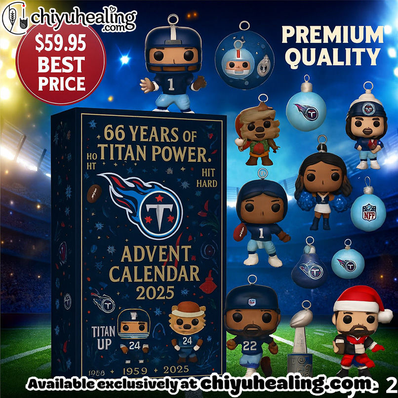 Tennessee Titans Advent Calendar 2025 66TH ANNIVERSARY Christmas Gift, Christmas Idea, Christmas Countdown Advent Calendar Gift Box with 24 Acrylic Ornaments