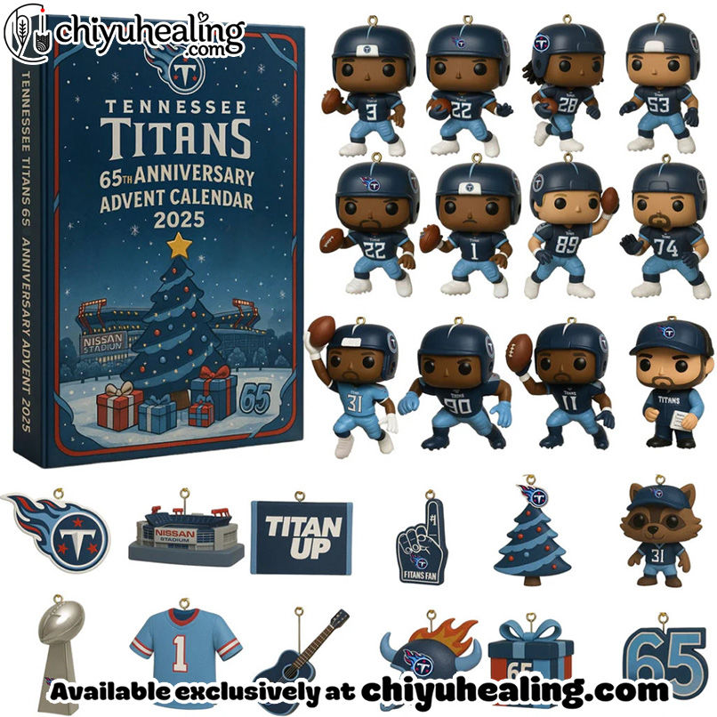 Tennessee Titans Advent Calendar 2025 66TH ANNIVERSARY Christmas Gift, Christmas Idea, Christmas Countdown Advent Calendar Gift Box with 24 Acrylic Ornaments