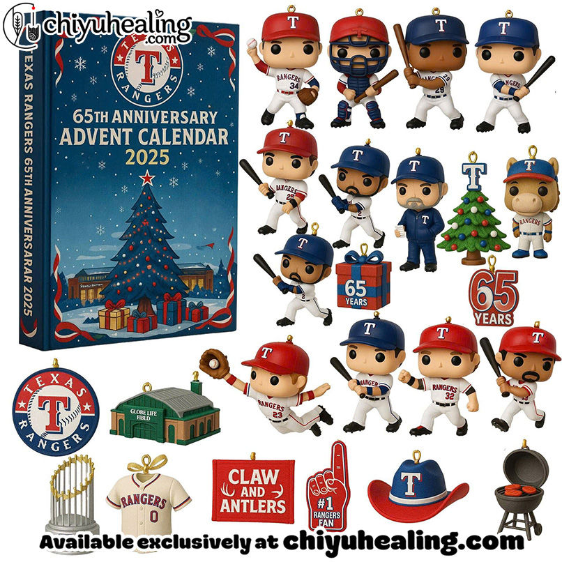 Texas Rangers Advent Calendar 2025 65TH ANNIVERSARY Christmas Gift, Christmas Idea, Christmas Countdown Advent Calendar Gift Box with 24 Acrylic Ornaments
