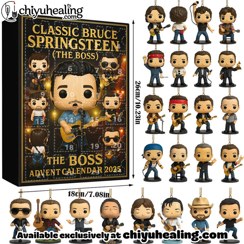 The Boss Bruce Spring Advent Calendar 2025, Christmas Countdown Advent Calendar Gift Box with 24 Acrylic Ornaments