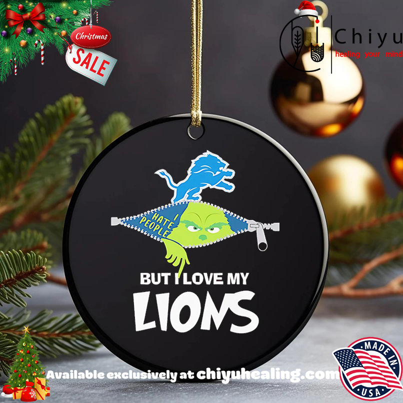 The Grinch I hate people but I love my Detroit Lions shirt, Hoodie, Sweatshirt, Poster Canvas, Mug, Ornaments