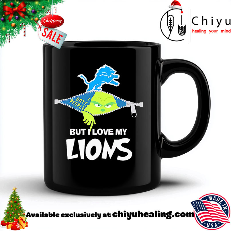 The Grinch I hate people but I love my Detroit Lions shirt, Hoodie, Sweatshirt, Poster Canvas, Mug, Ornaments