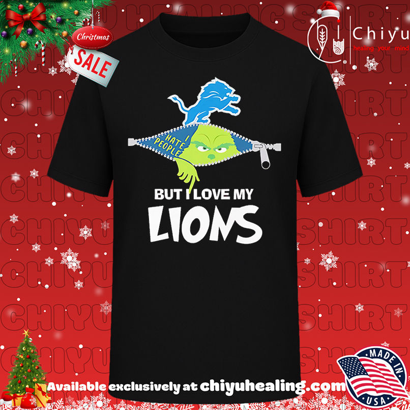 The Grinch I hate people but I love my Detroit Lions shirt, Hoodie, Sweatshirt, Poster Canvas, Mug, Ornaments