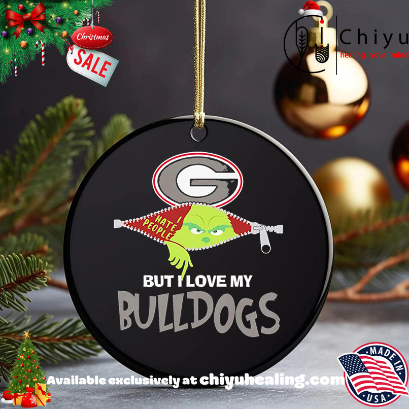 The Grinch I hate people but I love my Georgia Bulldogs shirt, Hoodie, Sweatshirt, Poster Canvas, Mug, Ornaments