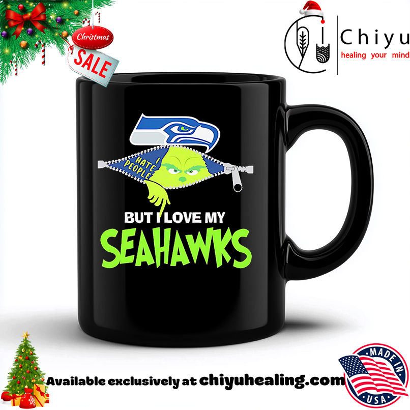 The Grinch I hate people but I love my Seattle Seahawks shirt, Hoodie, Sweatshirt, Poster Canvas, Mug, Ornaments