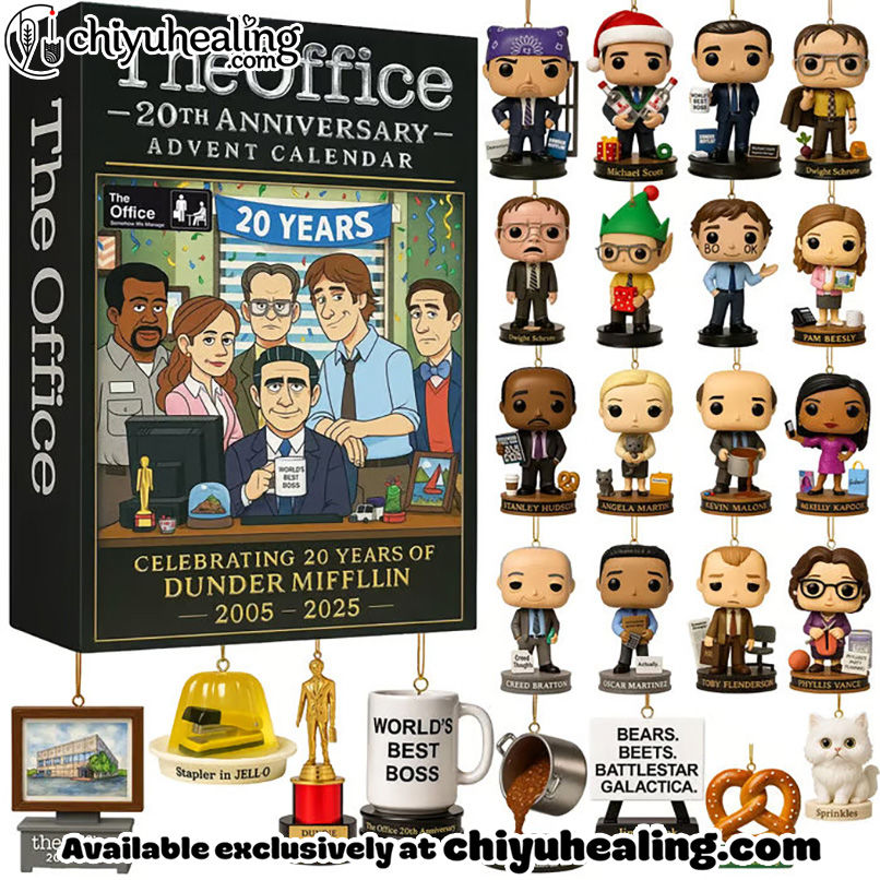 The Office Advent Calendar 2025, Christmas Countdown Advent Calendar Gift Box with 24 Acrylic Ornaments