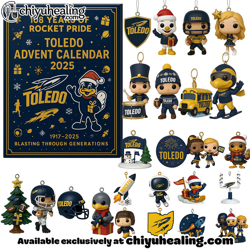 Toledo Rockets 108th Anniversary Advent Calendar, Christmas Countdown Advent Calendar Gift Box with 24 Acrylic Ornaments
