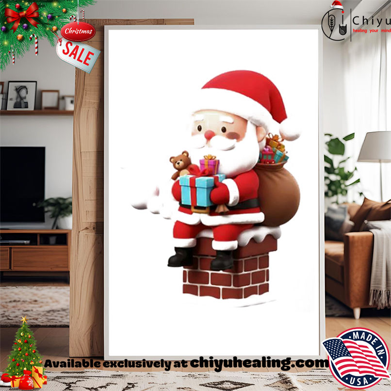 Top Santa on Chimney Christmas Art shirt, Hoodie, Sweatshirt, Poster Canvas, Mug, Ornaments