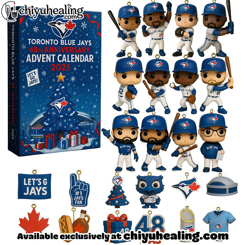 Toronto Blue Jays Advent Calendar 2025 48TH ANNIVERSARY Christmas Gift, Christmas Idea, Christmas Countdown Advent Calendar Gift Box with 24 Acrylic Ornaments