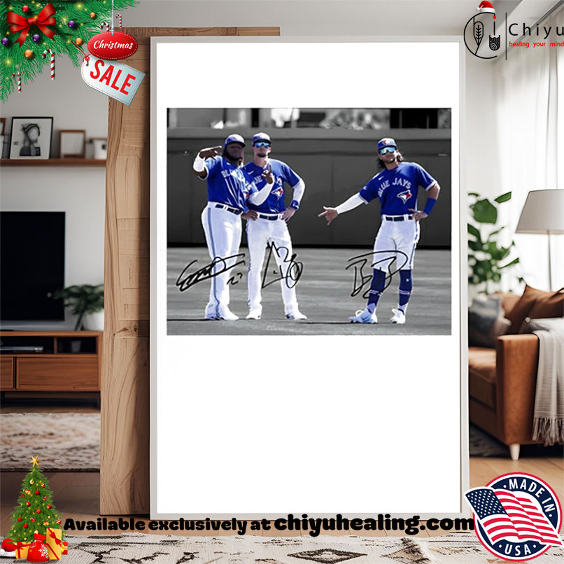 Toronto Blue Jays Vladimir Guerrero Jr. Bo Bichette And Cavan Biggio World Series 2025 Photo shirt, Hoodie, Sweatshirt, Poster Canvas, Mug, Ornaments