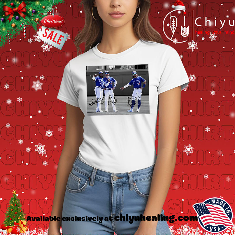 Toronto Blue Jays Vladimir Guerrero Jr. Bo Bichette And Cavan Biggio World Series 2025 Photo shirt, Hoodie, Sweatshirt, Poster Canvas, Mug, Ornaments