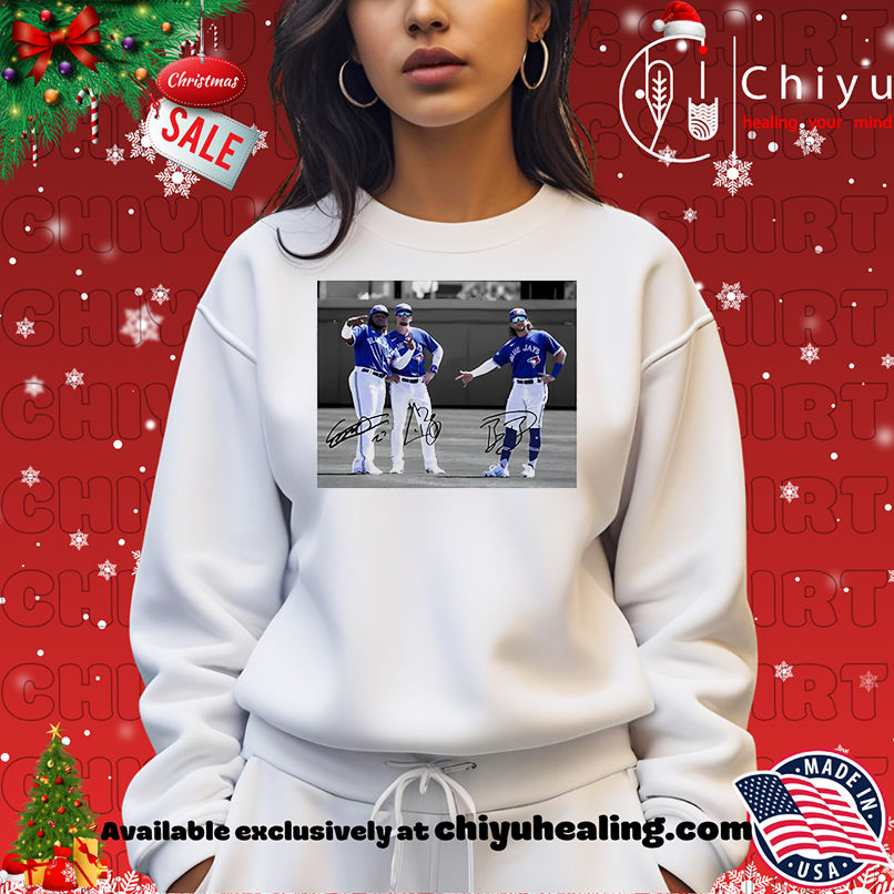 Toronto Blue Jays Vladimir Guerrero Jr. Bo Bichette And Cavan Biggio World Series 2025 Photo shirt Toronto Blue Jays Vladimir Guerrero Jr. Bo Bichette And Cavan Biggio World Series 2025 Photo shirt