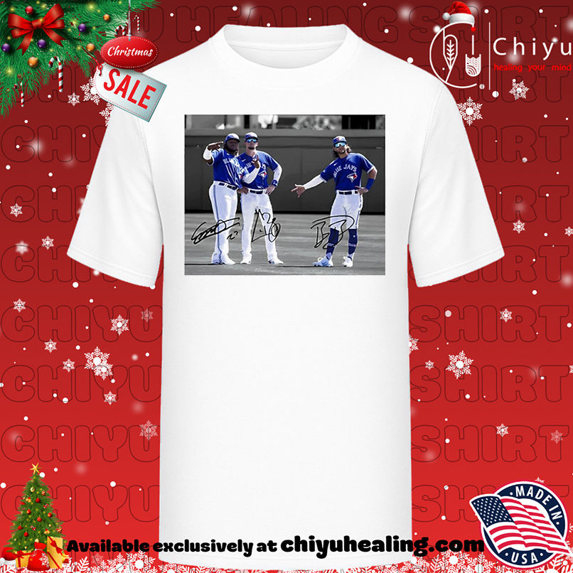 Toronto Blue Jays Vladimir Guerrero Jr. Bo Bichette And Cavan Biggio World Series 2025 Photo shirt, Hoodie, Sweatshirt, Poster Canvas, Mug, Ornaments