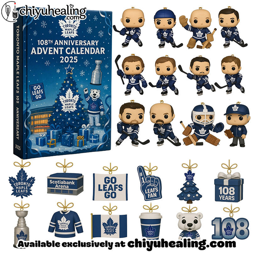 Toronto Maple Leafs Advent Calendar, Christmas Countdown Advent Calendar Gift Box with 24 Acrylic Ornaments