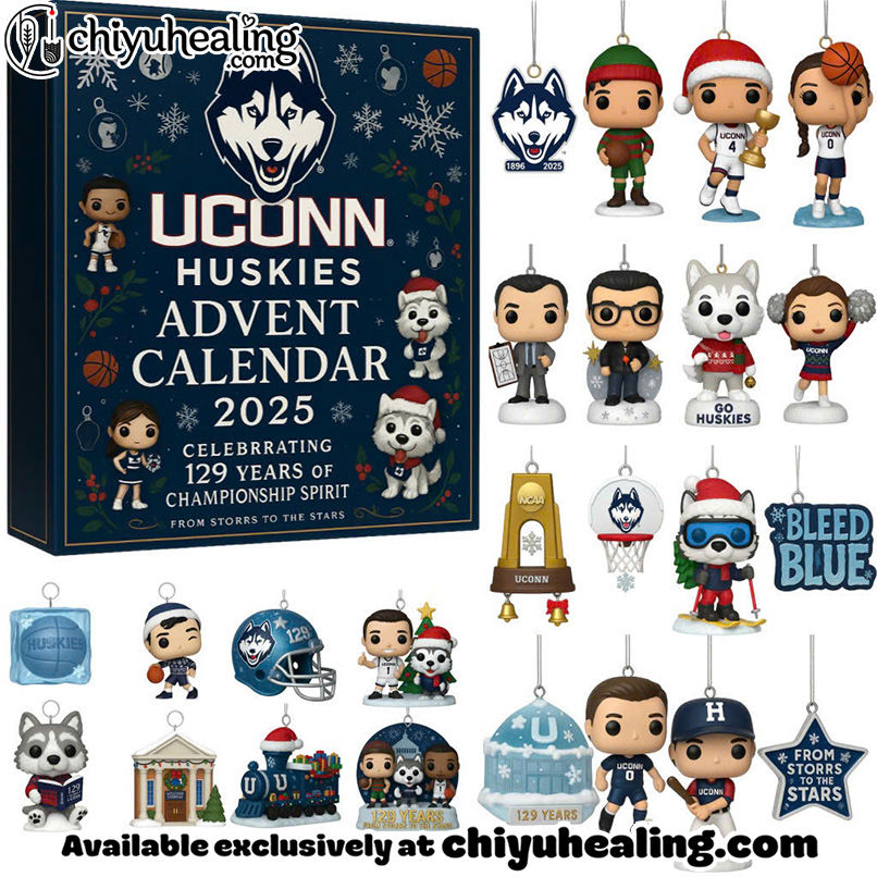 UConn Huskies Anniversary Advent Calendar, Christmas Countdown Advent Calendar Gift Box with 24 Acrylic Ornaments