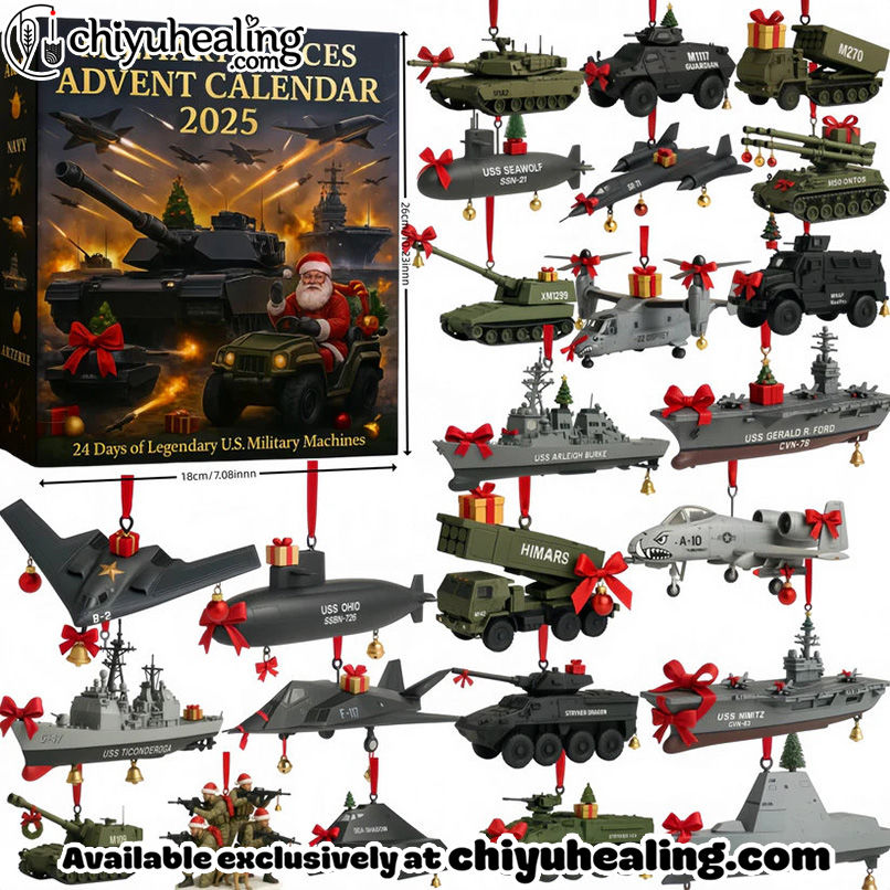 US Military Armed Forces Advent Calendar 2025, Christmas Countdown Advent Calendar Gift Box with 24 Acrylic Ornaments