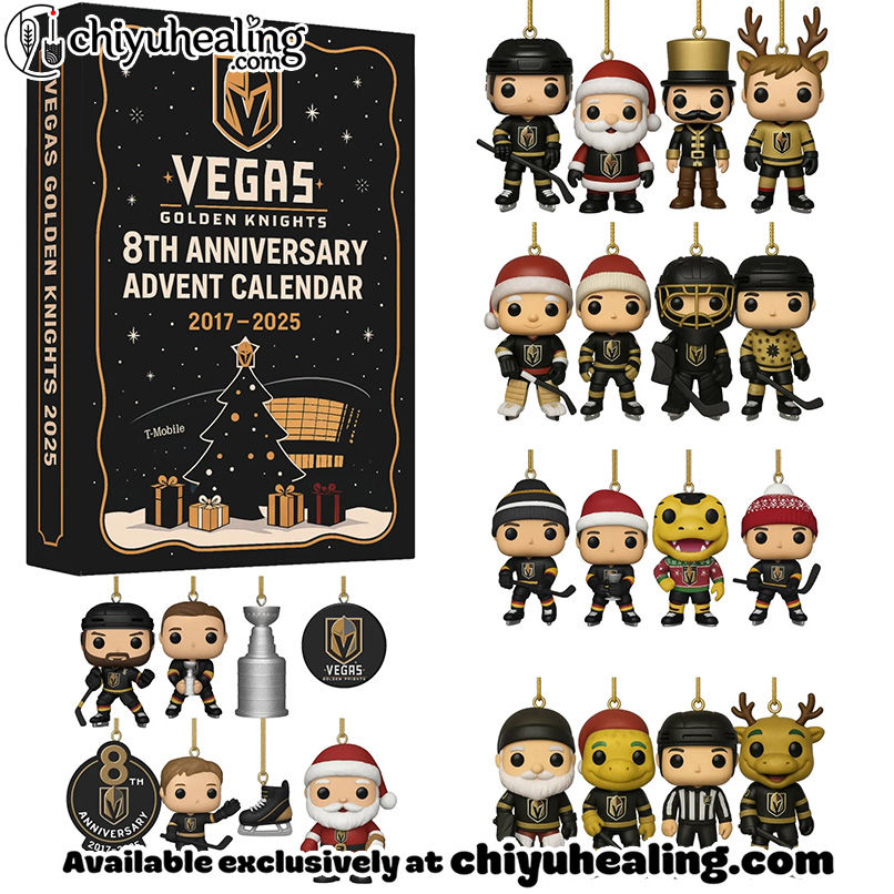 Vegas Golden Knights Advent Calendar, Christmas Countdown Advent Calendar Gift Box with 24 Acrylic Ornaments