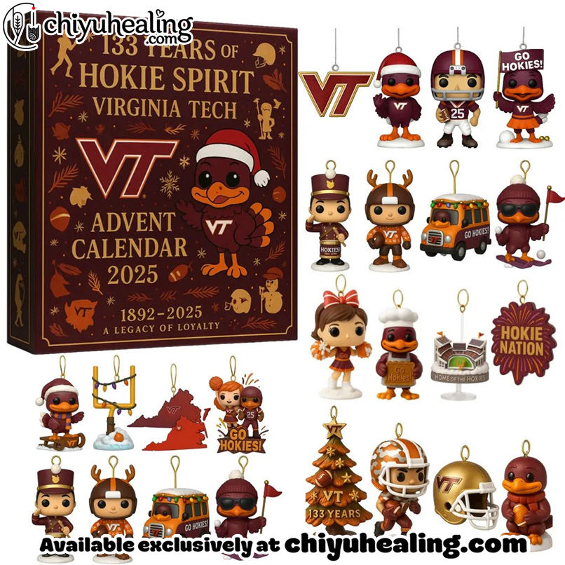 Virginia Tech Hokies Advent Calendar 2025, Christmas Countdown Advent Calendar Gift Box with 24 Acrylic Ornaments