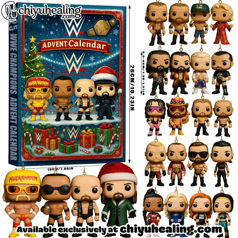 WWE Advent Calendar 2025, Christmas Countdown Advent Calendar Gift Box with 24 Acrylic Ornaments