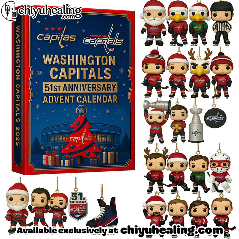 Washington Capitals 51st Anniversary Advent Calendar 2025, Christmas Countdown Advent Calendar Gift Box with 24 Acrylic Ornaments