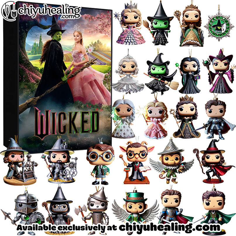 Wicked Advent Calendar 2025, Christmas Countdown Advent Calendar Gift Box with 24 Acrylic Ornaments