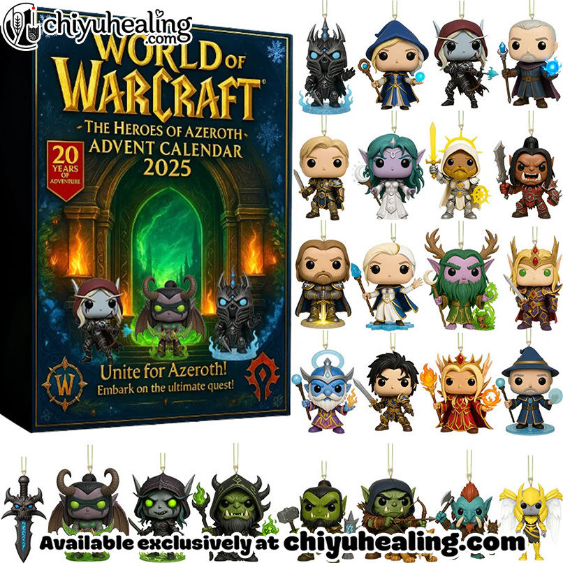 World of Warcraft Advent Calendar 2025, Christmas Countdown Advent Calendar Gift Box with 24 Acrylic Ornaments